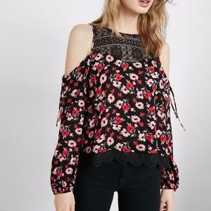 Express cold shoulder lace floral blouse
